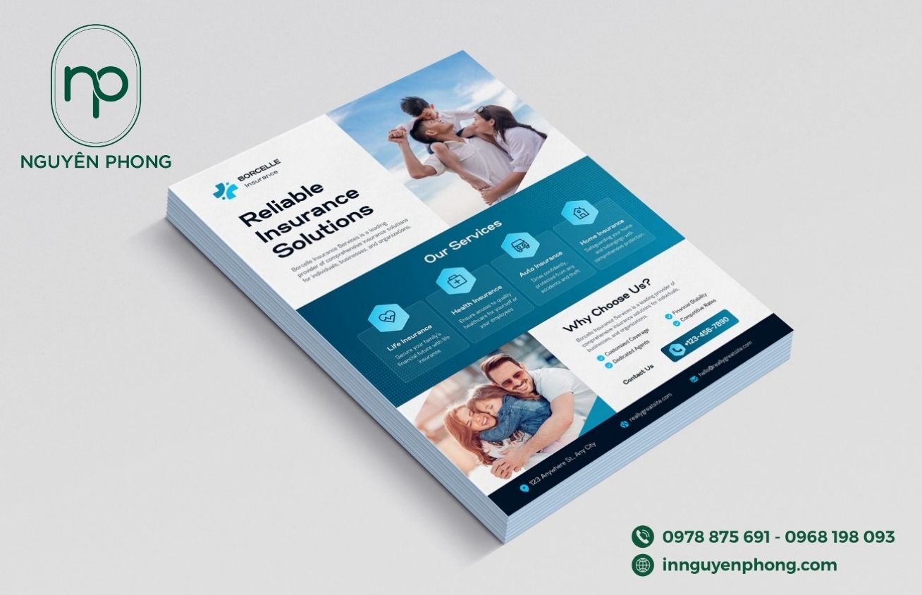 In tờ rơi bảo hiểm xã hội có hình ảnh minh họa đẹp